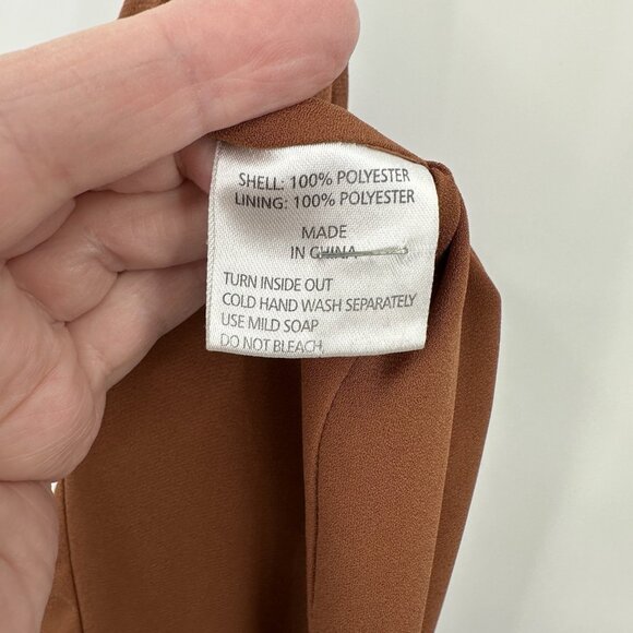 SHONA JOY dress luxe tie front one shoulder satin mocha midi party event 4 - Picture 11 of 11